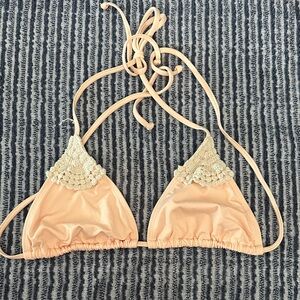 L*Space Peach and Cream Triangle Bikini Top